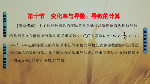 2018版高考数学人教A版理一轮复习课件：第2章 第10节 变化率与导数、导数的计算 精品