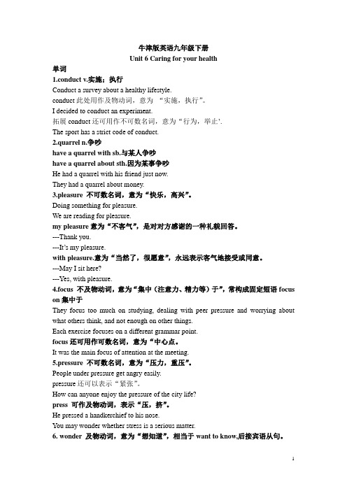 牛津深圳版英语九年级下册Unit-6单词复习