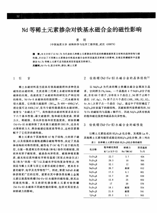 Nd等稀土元素掺杂对铁基永磁合金的磁性影响