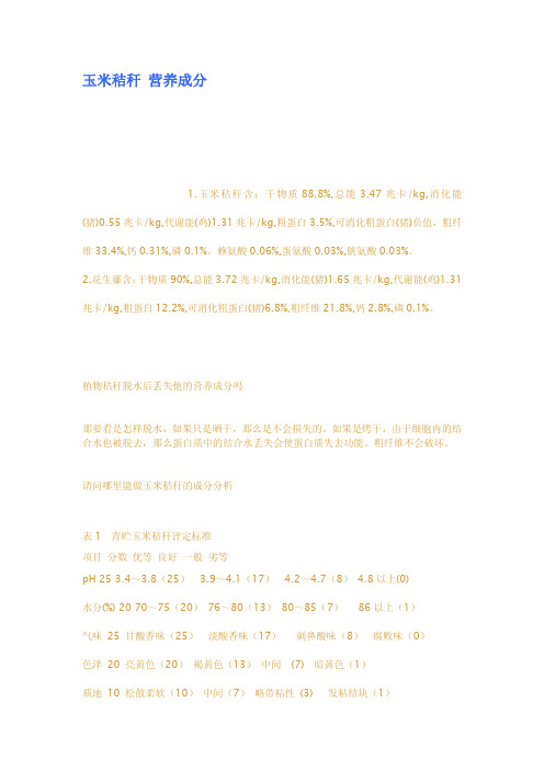 玉米秸秆营养成分