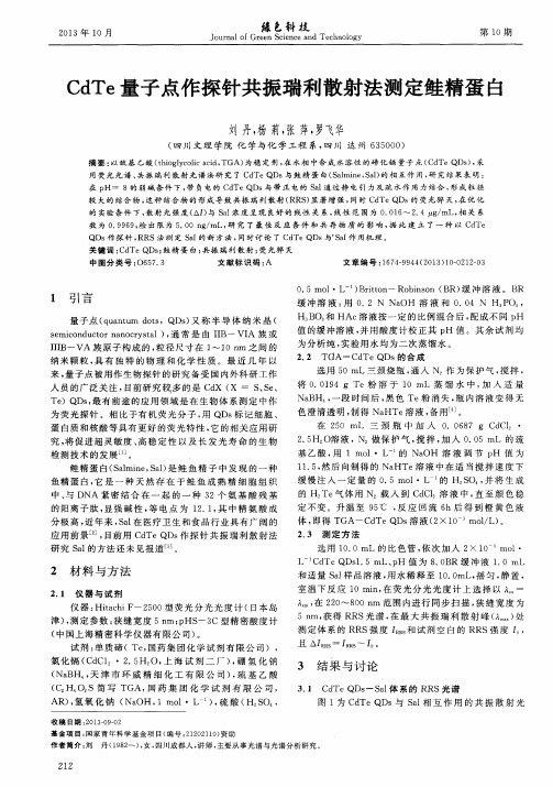 CdTe量子点作探针共振瑞利散射法测定鲑精蛋白