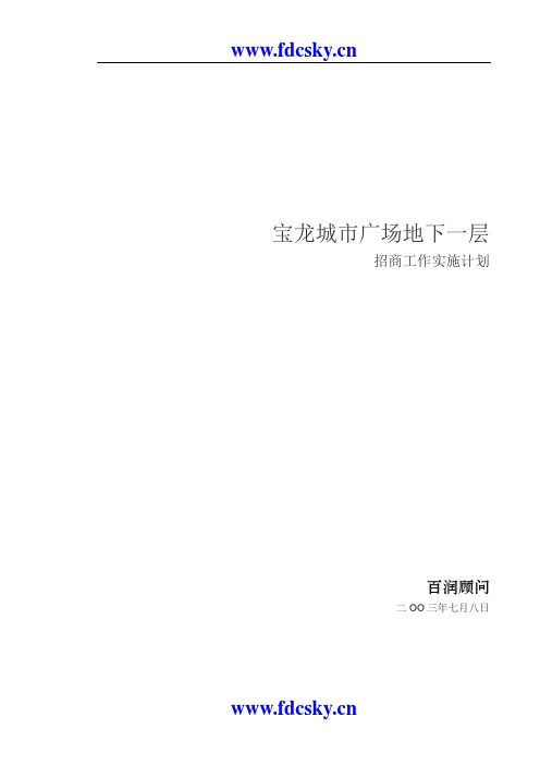 宝龙城市广场地下一层招商工作实施计划