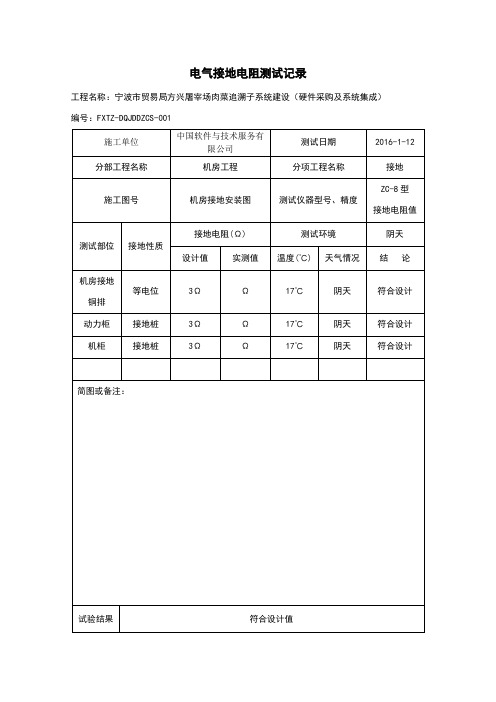 电气接地电阻测试记录
