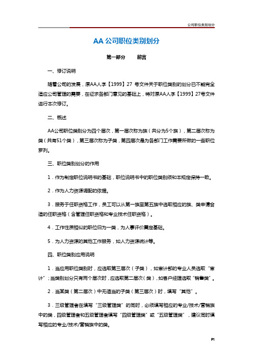 公司职位类别划分