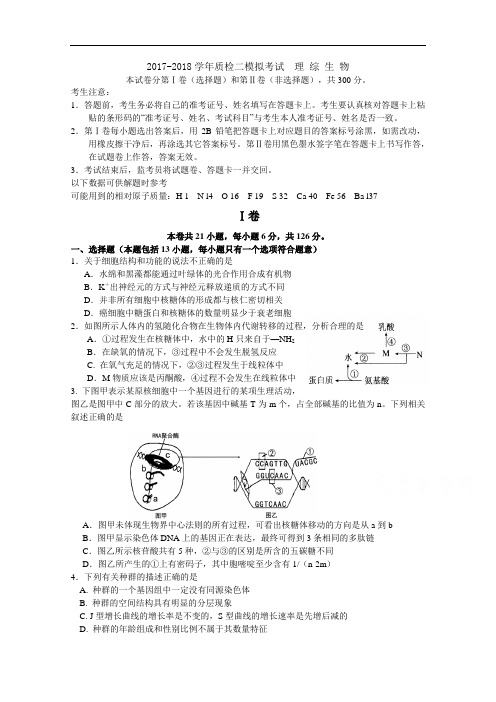 河北省正定中学2017-2018学年高三下学期质检二模拟生物试题 Word版含答案