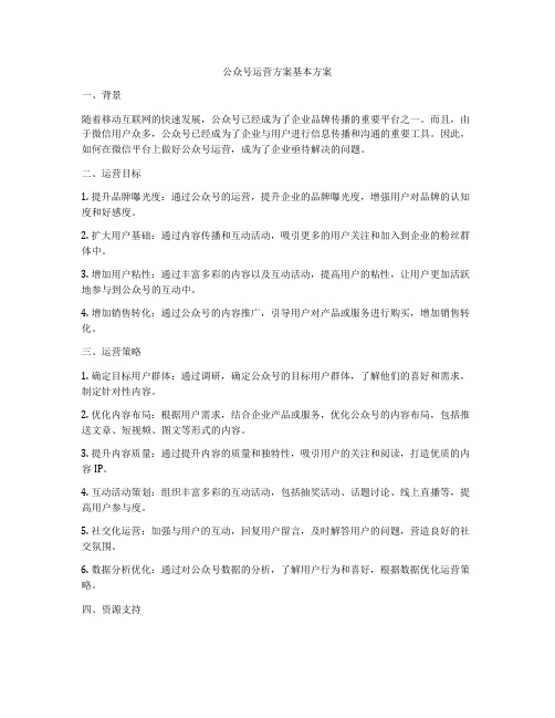 公众号运营方案基本方案