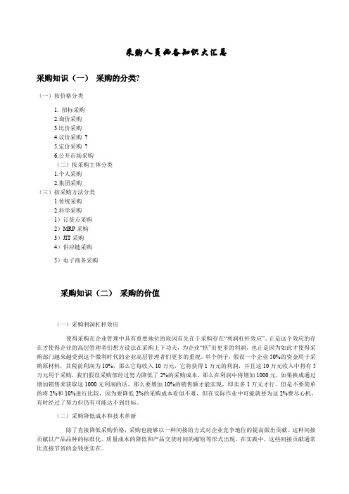采购人员必备知识大汇总