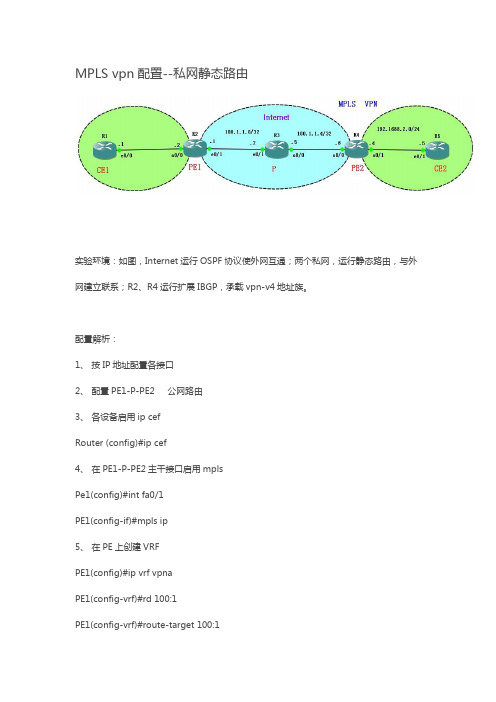 MPLS vpn配置--私网静态路由