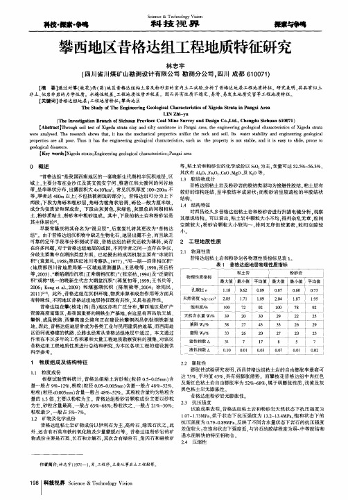 攀西地区昔格达组工程地质特征研究