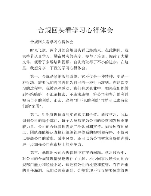 合规回头看学习心得体会