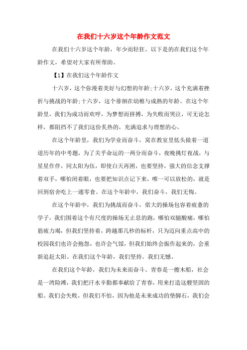 在我们十六岁这个年龄作文范文