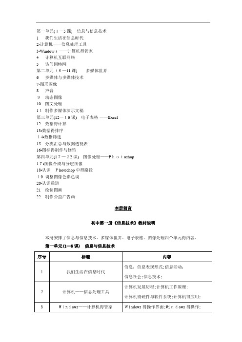 河北版初中《信息技术》第一册全册