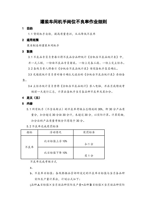 某大型集团公司生产作业指导书大全——灌装车间机手岗位不良率作业细则