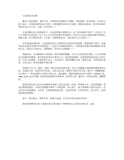 江南蓑衣读后感