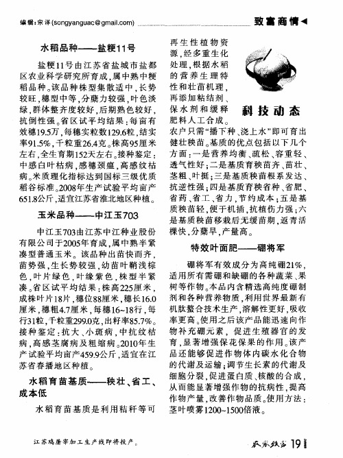 水稻品种——盐粳11号等四则