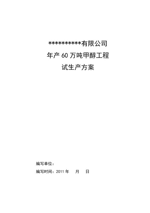 煤化工试生产方案