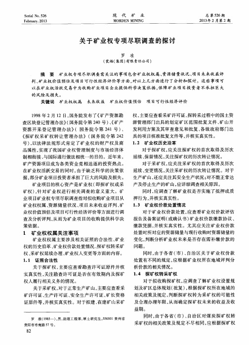 关于矿业权专项尽职调查的探讨