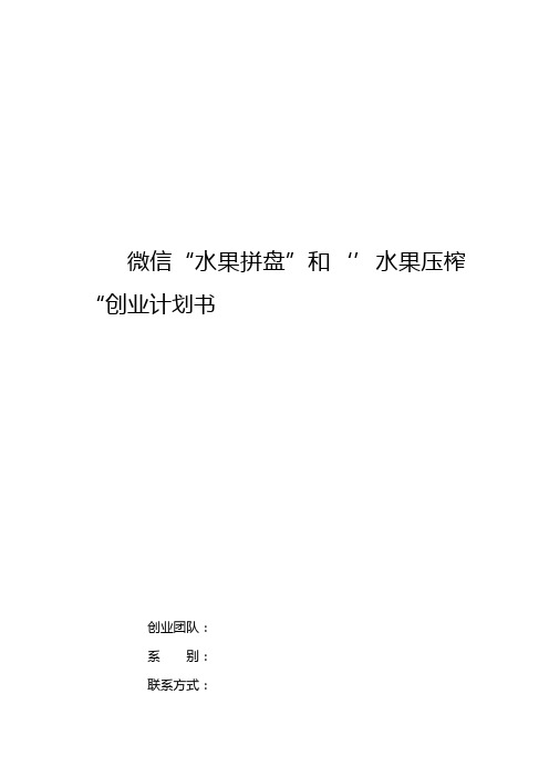 微信水果拼盘创业计划书