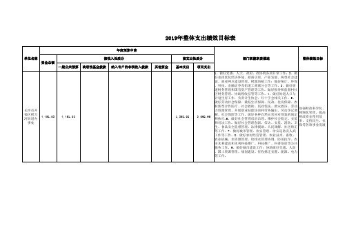 项目支出绩效目标表