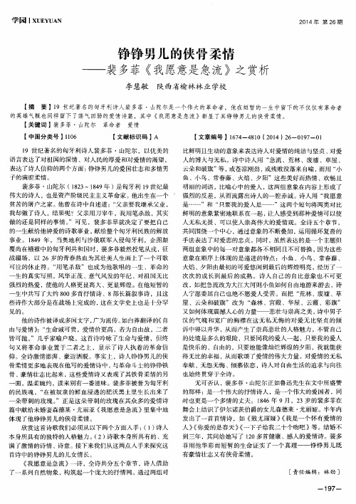 铮铮男儿的侠骨柔情--裴多菲《我愿意是急流》之赏析