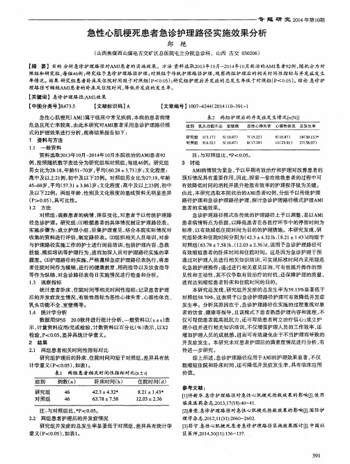 急性心肌梗死患者急诊护理路径实施效果分析