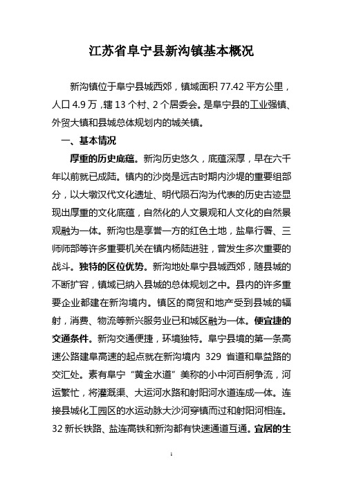 江苏省阜宁县新沟镇基本概况