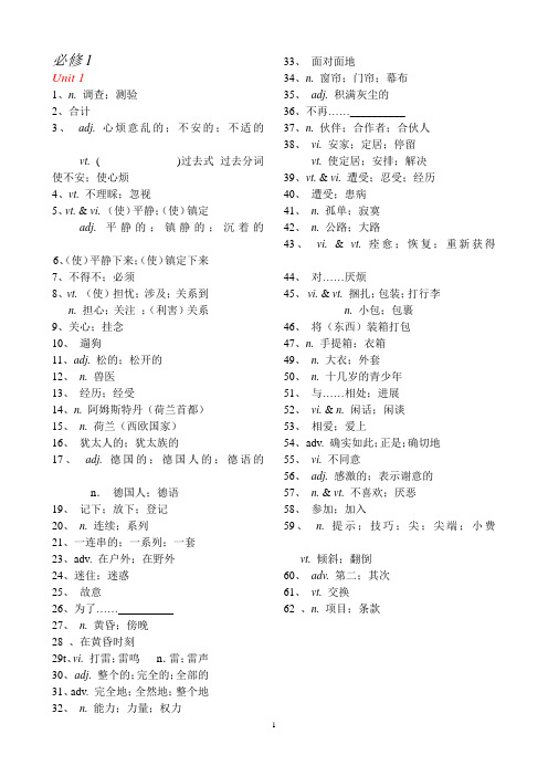 高一英语必修一单词默写-打印版