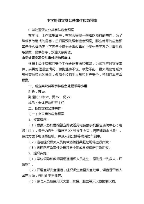 中学处置突发公共事件应急预案