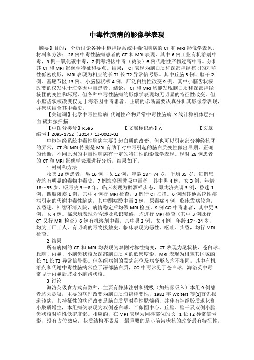 中毒性脑病的影像学表现