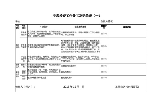专项检查工作分工及记录表