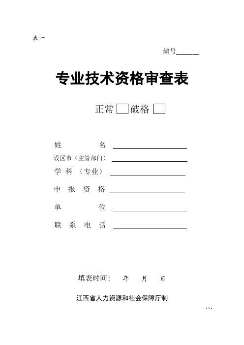 专业技术资格审查表
