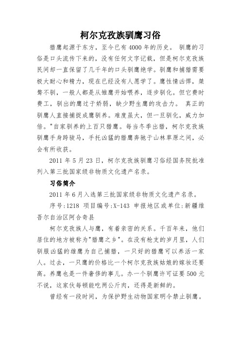 柯尔克孜族驯鹰习俗