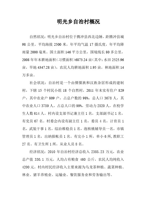 明光乡自治村概况