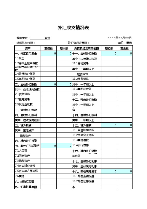 外汇公司收支情况表