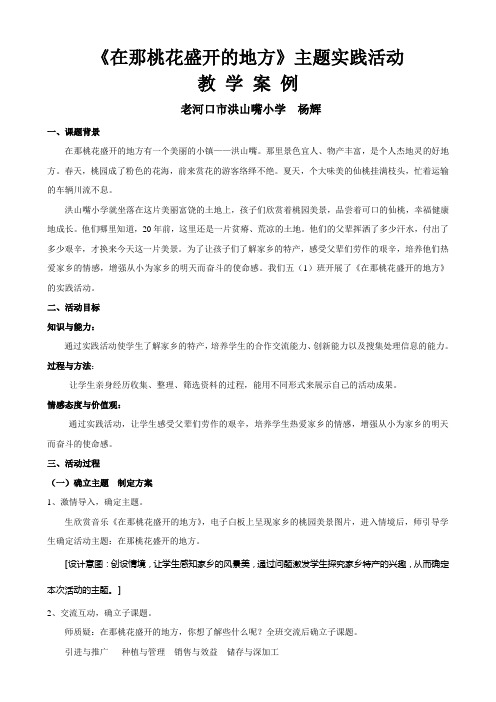 在那桃花盛开的地方 教学设计(杨辉)140421