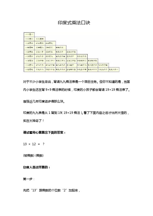 印度式乘法口诀