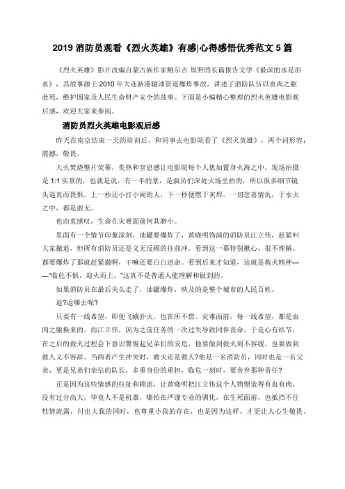 2019消防员观看《烈火英雄》有感 心得感悟优秀范文5篇
