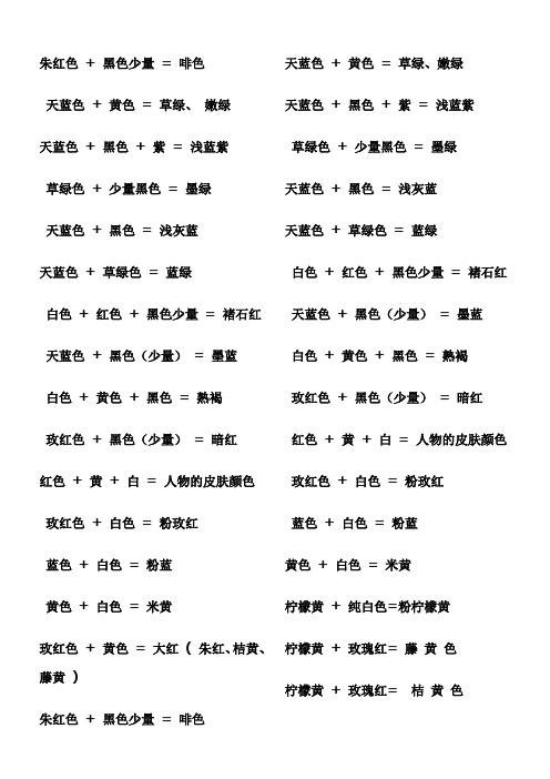 色彩对应表