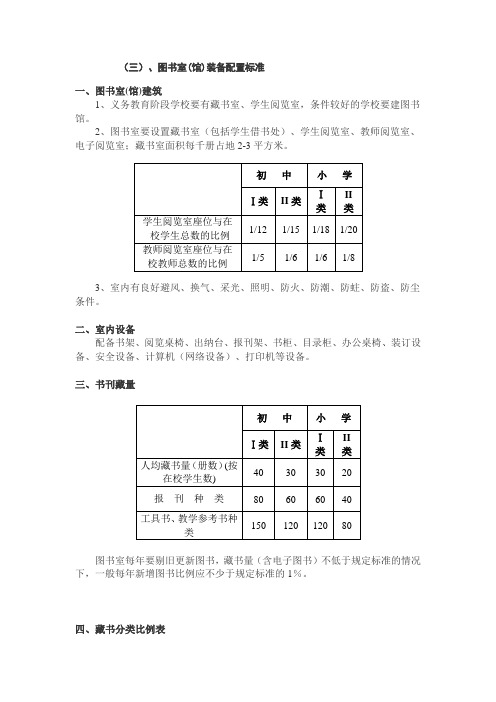 省厅中小学图书室装备标准