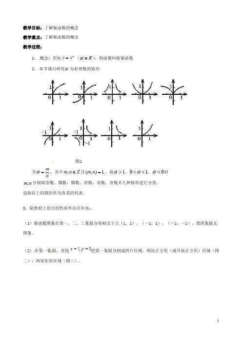 高中数学 2.3《幂函数》教案 湘教版必修1