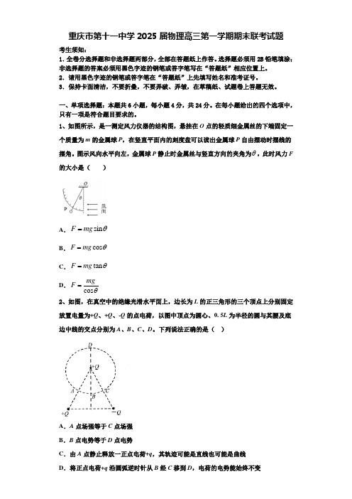 重庆市第十一中学2025届物理高三第一学期期末联考试题含解析