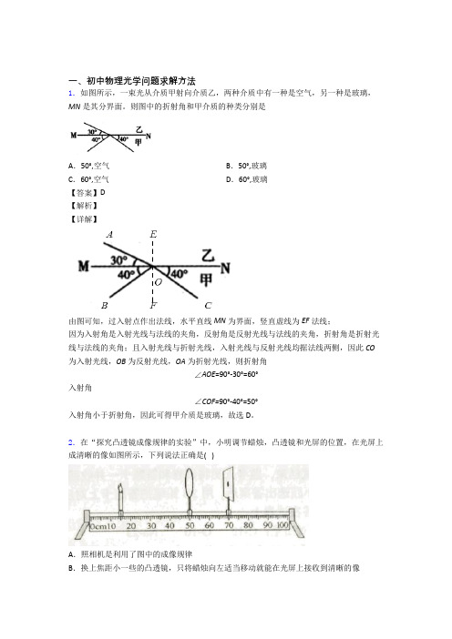 2020-2021中考物理光学问题求解方法综合经典题含详细答案