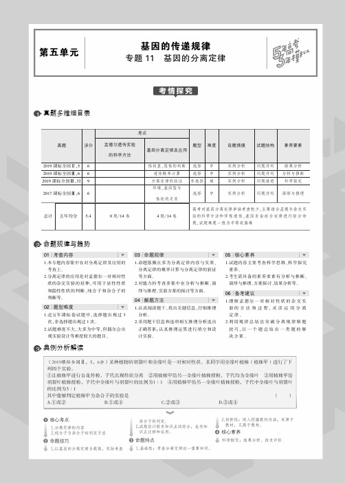 (课标Ⅱ卷)2020届高考生物一轮复习专题11基因的分离定律教师用书(PDF,含解析)