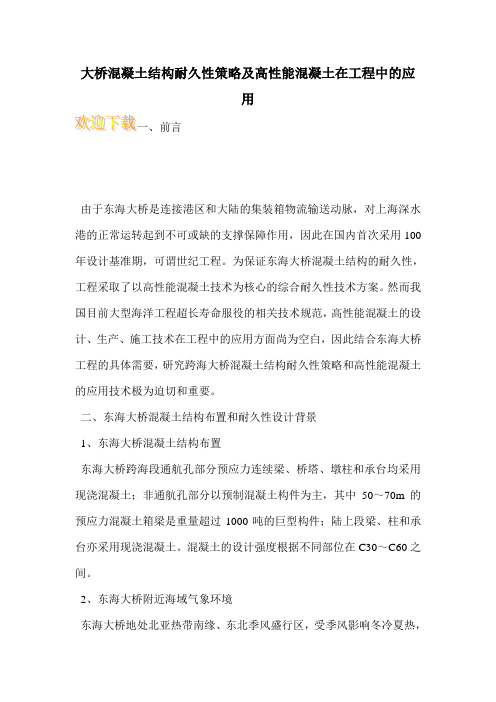 大桥混凝土结构耐久性策略及高性能混凝土在工程中的应用 