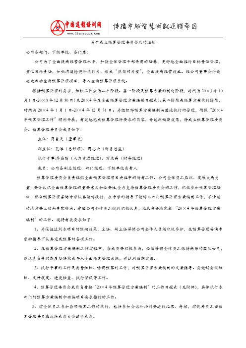 成立预算管理委员会模板