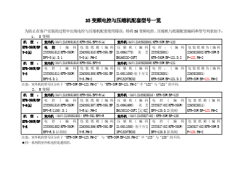 美的空调35变频电控与压机配套表