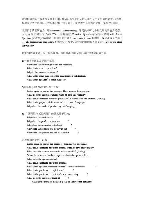 托福听力备考常见题干汇编第二部分