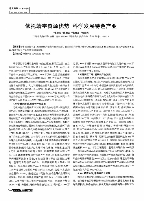 依托靖字资源优势 科学发展特色产业