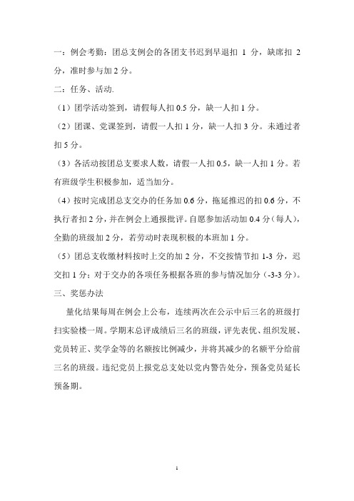 许昌学院计科院团总支班级量化考核条例