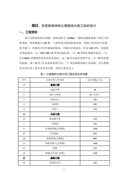 多层框架结构公寓楼流水施工组织设计
